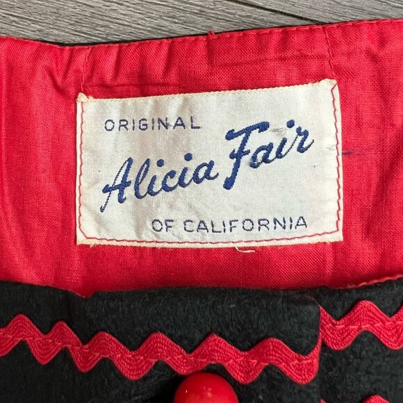 Vintage 50s Alicia Fair of California Rockabilly Retro Square Neck Dress Size M - Picture 3 of 6